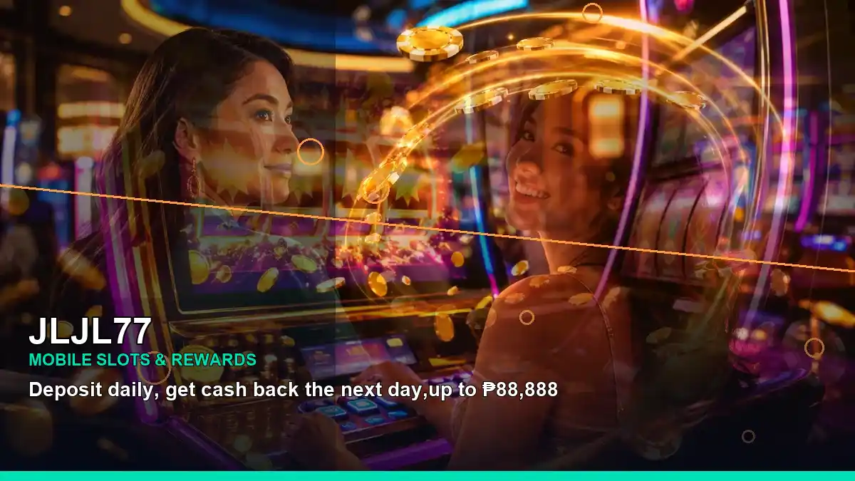 JLJL77 adventure slots featuring an adult Filipina casino host in a dynamic left-diagonal composition